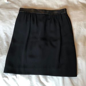 Maje Black Skirt with Lambskin Trimming
